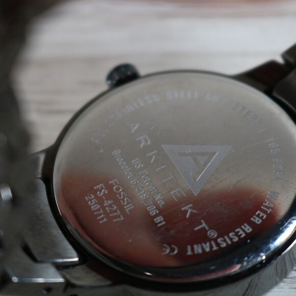 Fossil Black Stainless Steel Watch – Pre-Owned, Round, Gray Dial - Picture 6 of 10